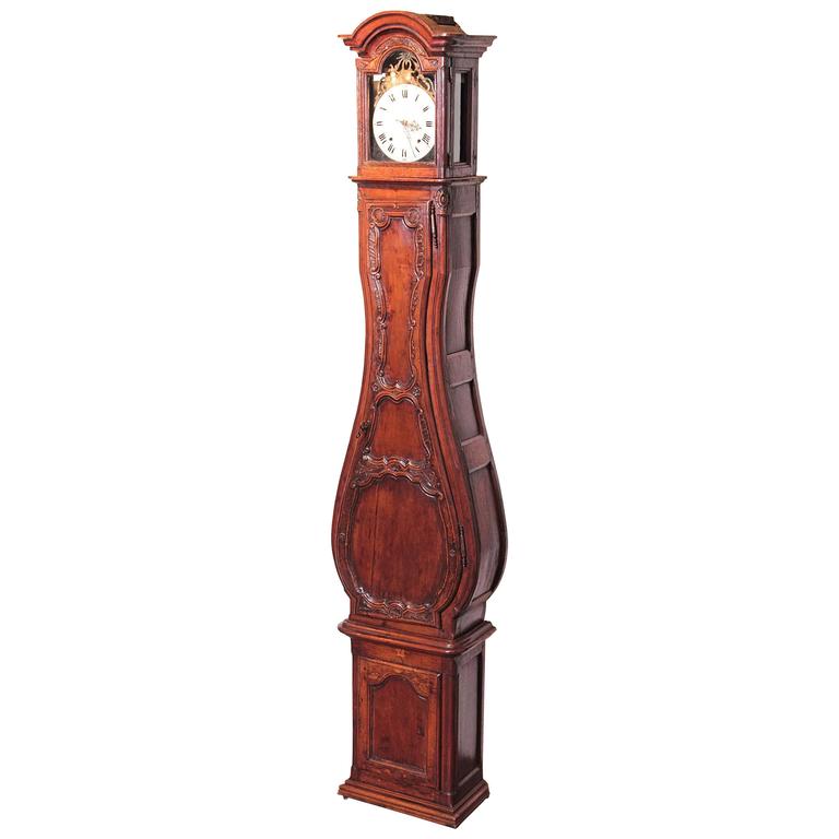 18th Century French Carved Walnut Grandfather Clock from Lyon at 1stdibs