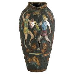 Glazed Ceramic Vase in the Style of Marcello Fantoni, Italy, 1950s
