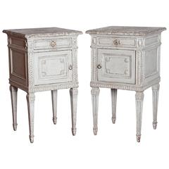 Antique Pair of 19th Century French Louis XVI Painted Nightstands