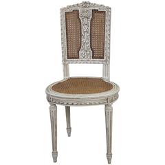 Antique Louis XVI Cane Back Vanity Chair