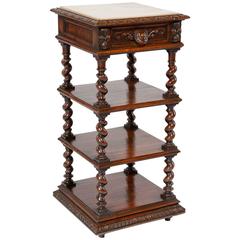 19th Century Oak Marble Topped Whatnot