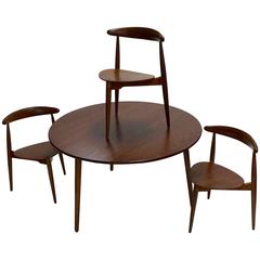 Fantastic 1950 Hans Wegner Three Leg Table and Chair Set