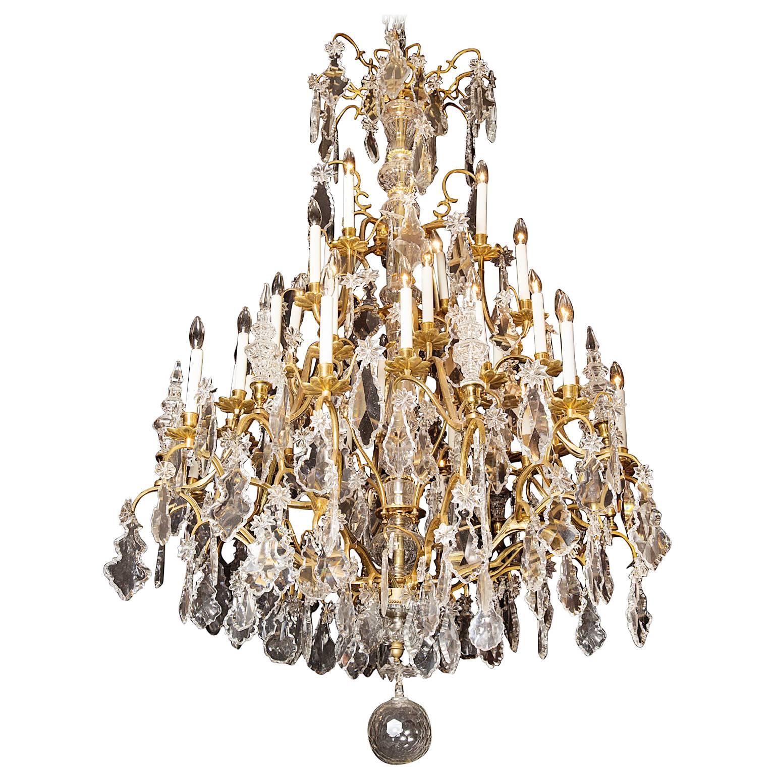 Large Impressive Louis XV Bronze d’Ore and Crystal Chandelier, Mid-19th Century  For Sale