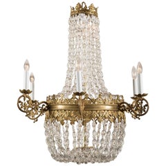 Antique French Crystal Draped Chandelier