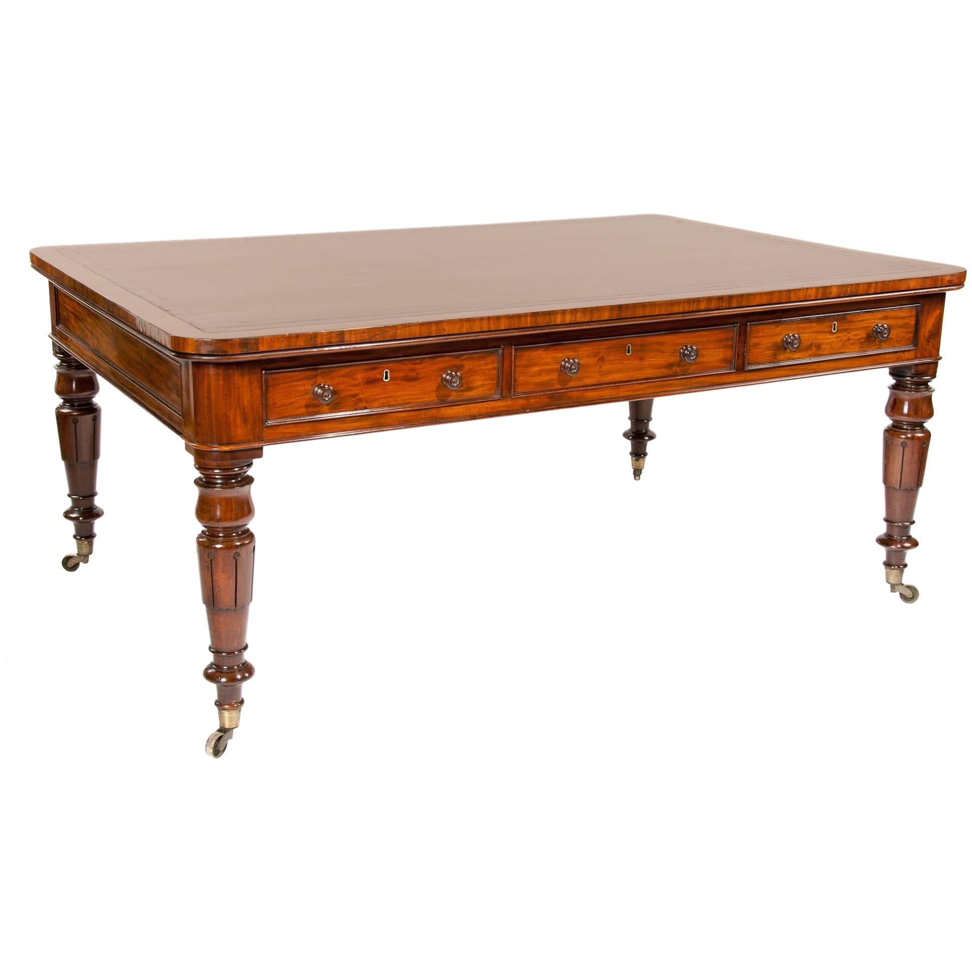 Superb Antique Mahogany Partners Writing Table
