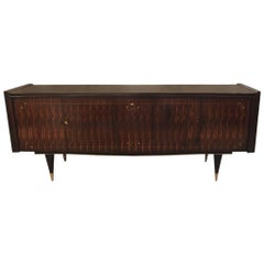 French Art Deco Macassar Ebony Mother-of-Pearl Buffet with Center Dry Bar