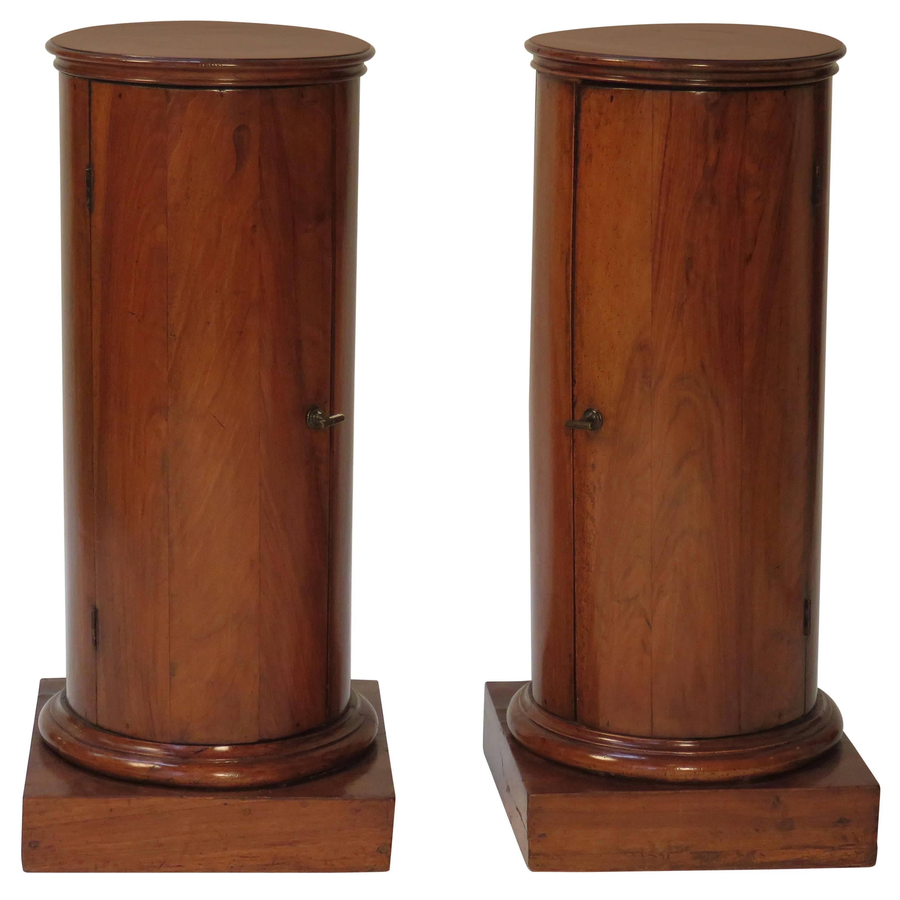 Pair of Fruitwood Column Cabinets 