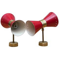 Italian Cone Sconces in the Style of Stilnovo, 1950