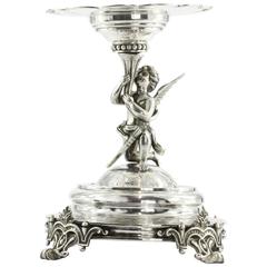 Antique Austrian Imperial 800 Silver Figural Cupid Cherub Angel Tazza Compote