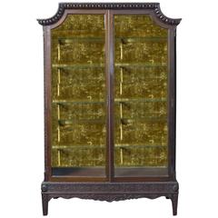 Chinese Chippendale Mahogany Display Cabinet Turn of the Century 2