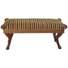 Lewis Mittman Carved and Giltwood Upholstered Bench