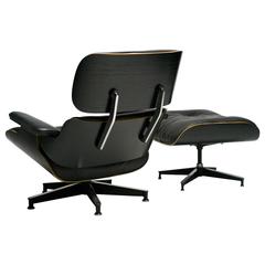 Charles and Ray Eames All Black 670 Lounge Chair and 671 Ottoman, Herman Miller