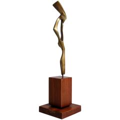 Abstract Bronze Sculpture on Walnut Base by Bolte