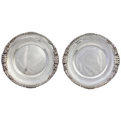 Pair of Dutch Art Nouveau Sterling Silver Platters with Cattails by Ph Saakes 3