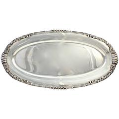 Large Heavy Dutch Art Nouveau Sterling Silver Fish Tray with Cattails by Saakes 5