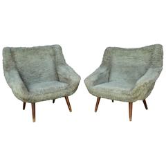 Vintage Gray Faux Fur Chairs 3