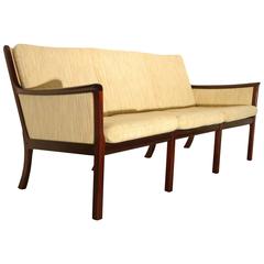 1950s Rare and Elegant Three-Seat Sofa by Ole Wanscher in Rosewood Frame