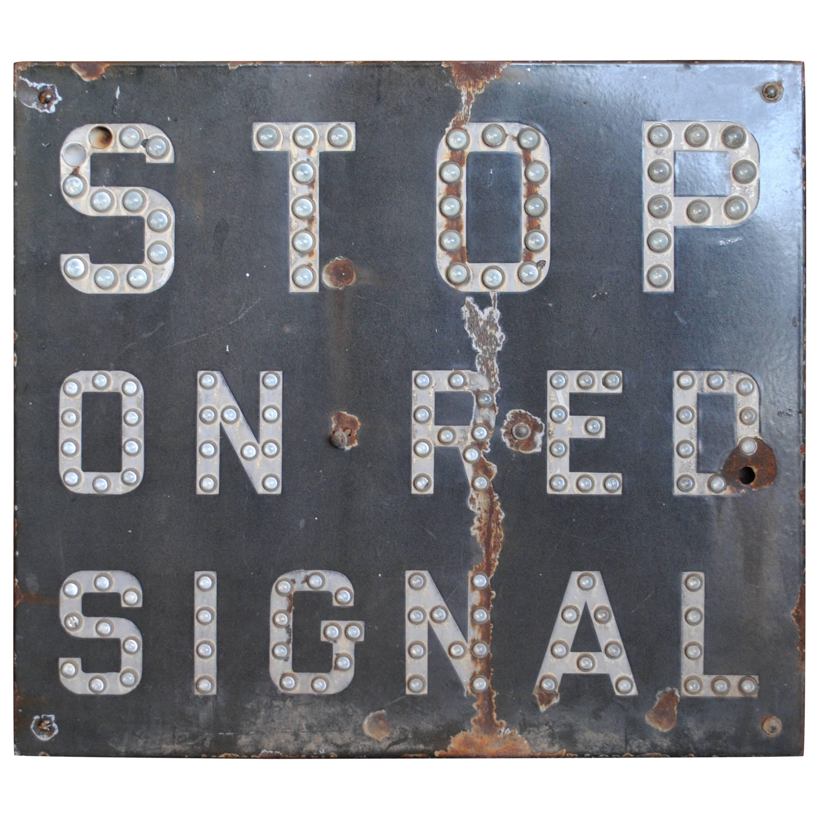 Vintage Railroad STOP ON RED SIGNAL Sign For Sale