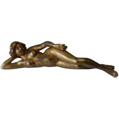 Art Noveau French Gilt Bronze Figure of a Reclining Nude, Early 20th Century