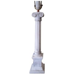 Iconic Neoclassical White Marble Capital Column Table Lamp