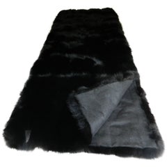 Luxurious Black Fox Fur Throw with Italian Cashmere Lining