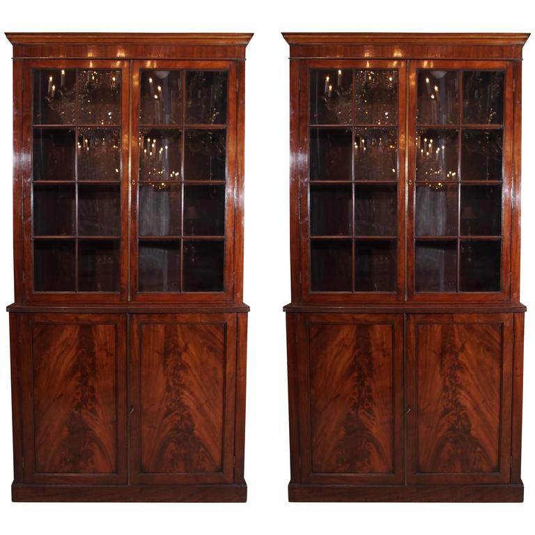 Pair of Antique Mahogany Bookcases at 1stDibs