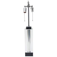 Vintage Square Black and Clear Lucite Table Or Desk Lamp / SATURDAY SALE 2