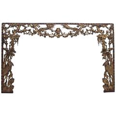 Large Elaborately Carved Chinese Architectural Surround with Birds and Flowers 12