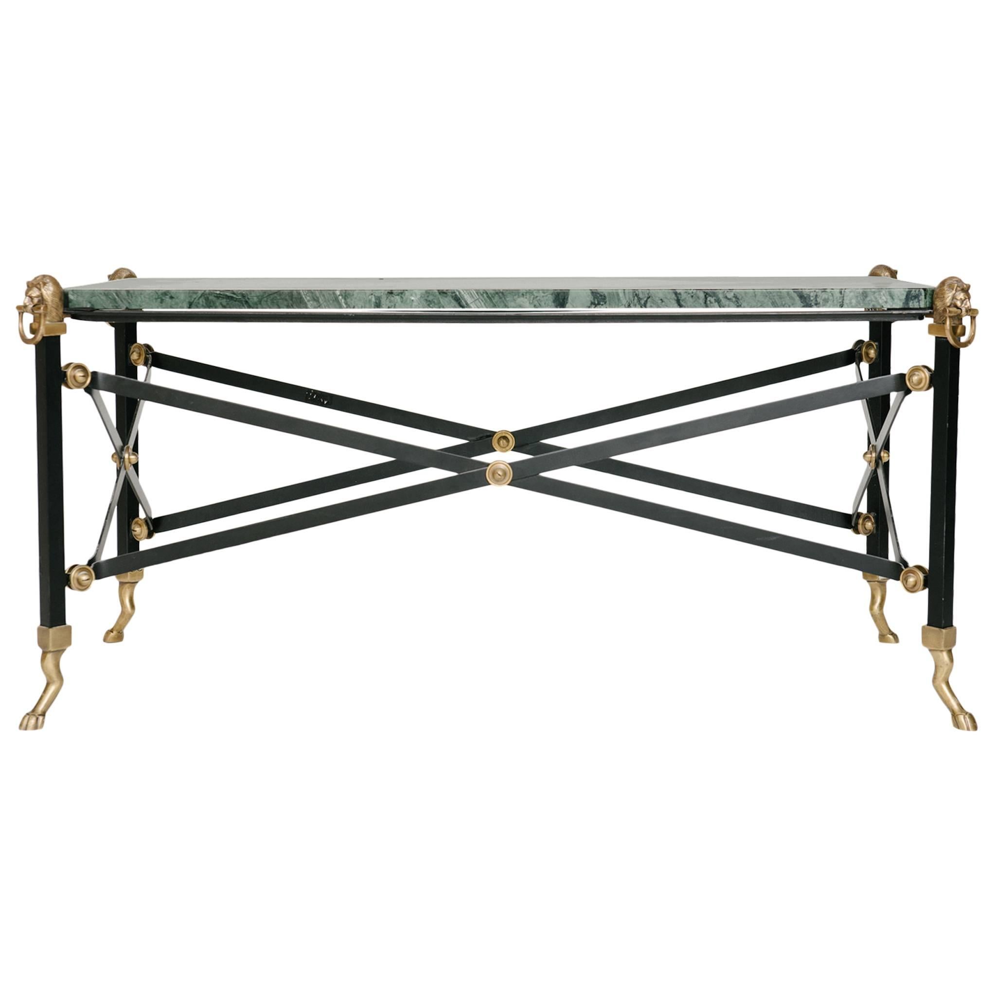 Neoclassical Style Iron and Brass Cocktail Table