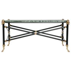 Antique Neoclassical Style Iron and Brass Cocktail Table