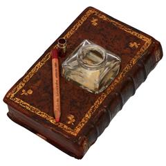 19th Century French Faux Leather Book Ink Well 7