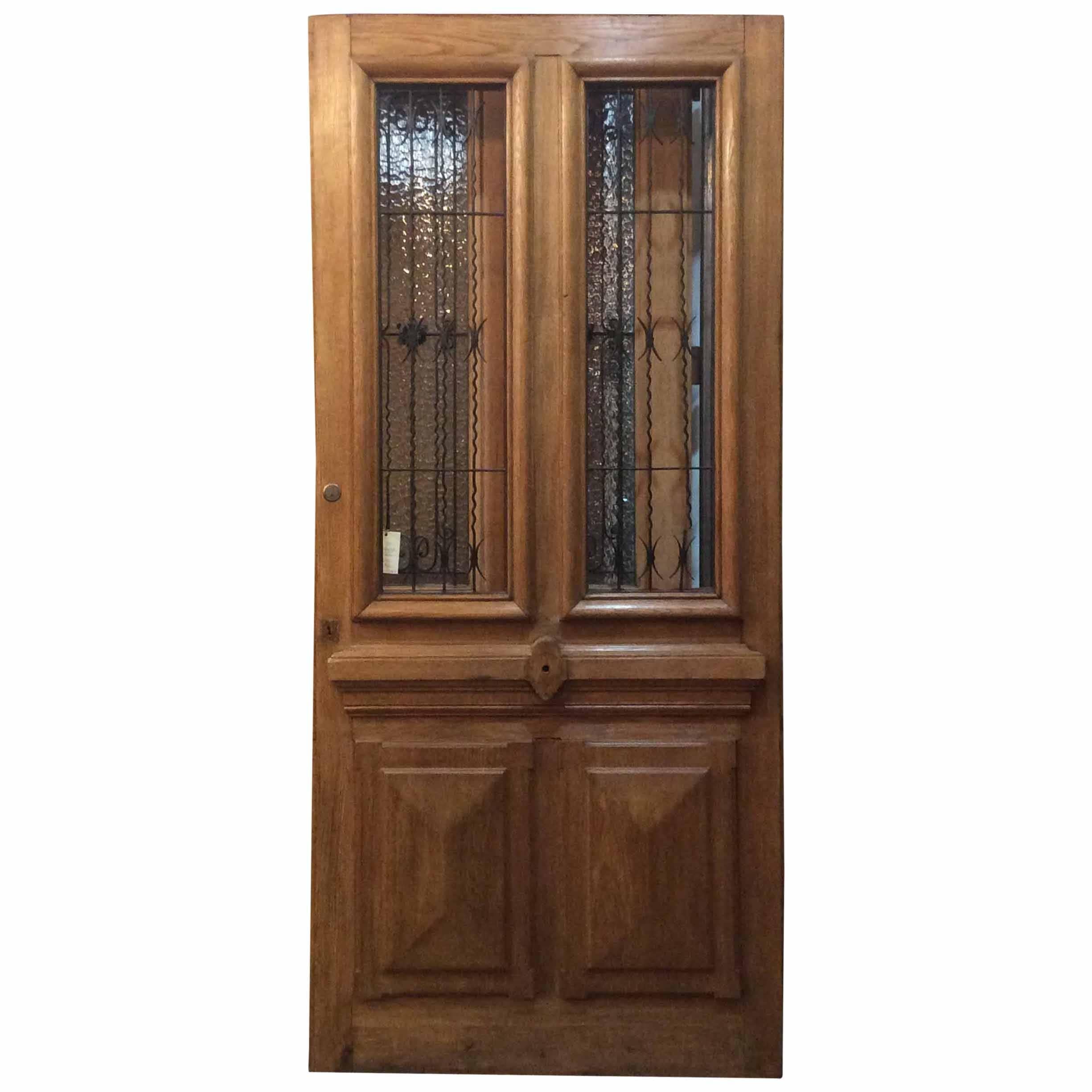 Single French Oak Door with Ironwork