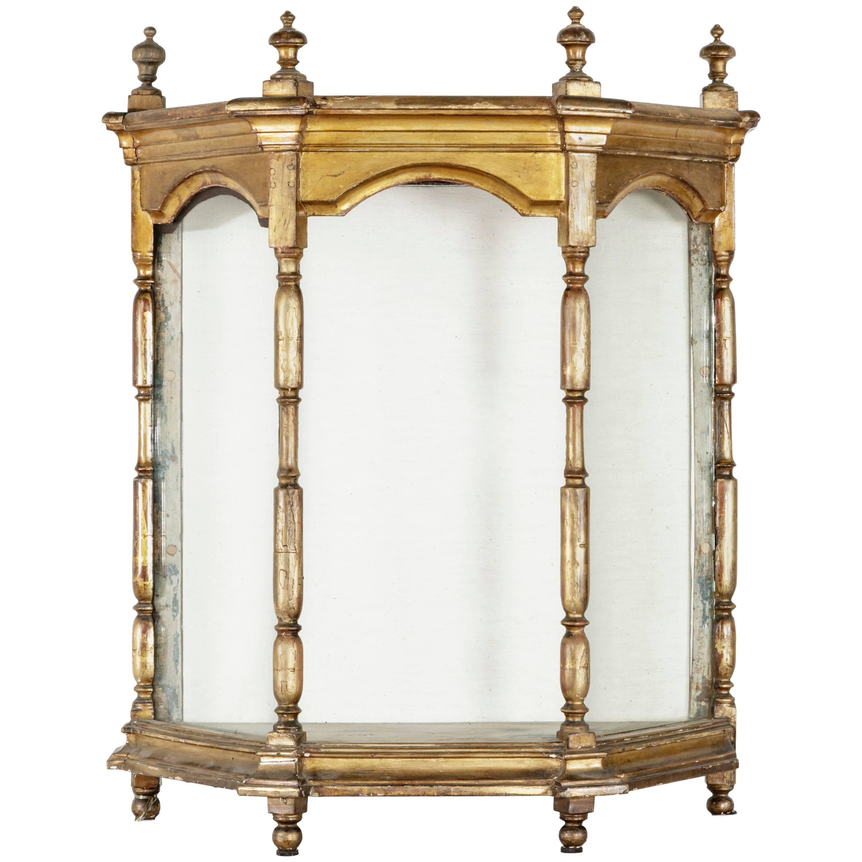 19th Century French Giltwood Tabletop Vitrine, Niche or Display Case