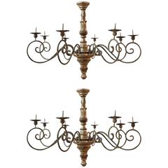 Pair of 18th Century Northern Italian Silvered Chandeliers
