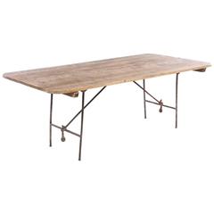 Early 20th Century Wood Plank Counterbalance Folding Table
