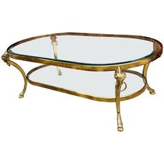 Elegant Brass Italian Neoclassic Coffee Table