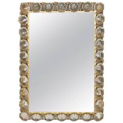 Rectangular Illuminated Crystal Glass Mirror by Palwa with Gilded Frame
