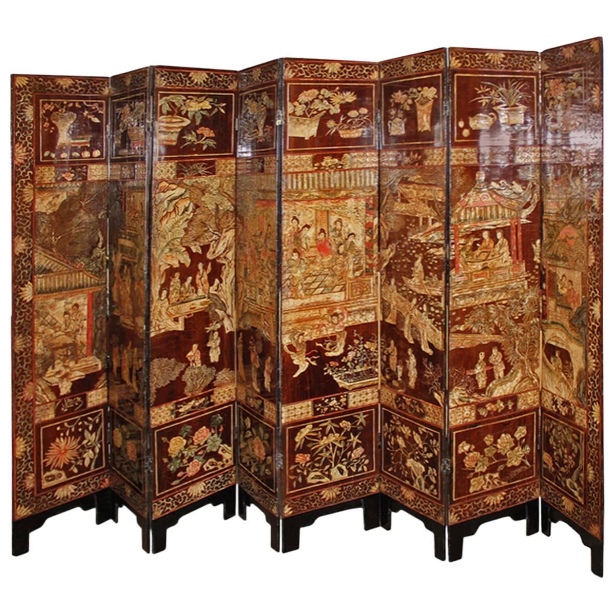 Late 18th Century Chinese Export Sang de Boef Lacquer Screen For Sale