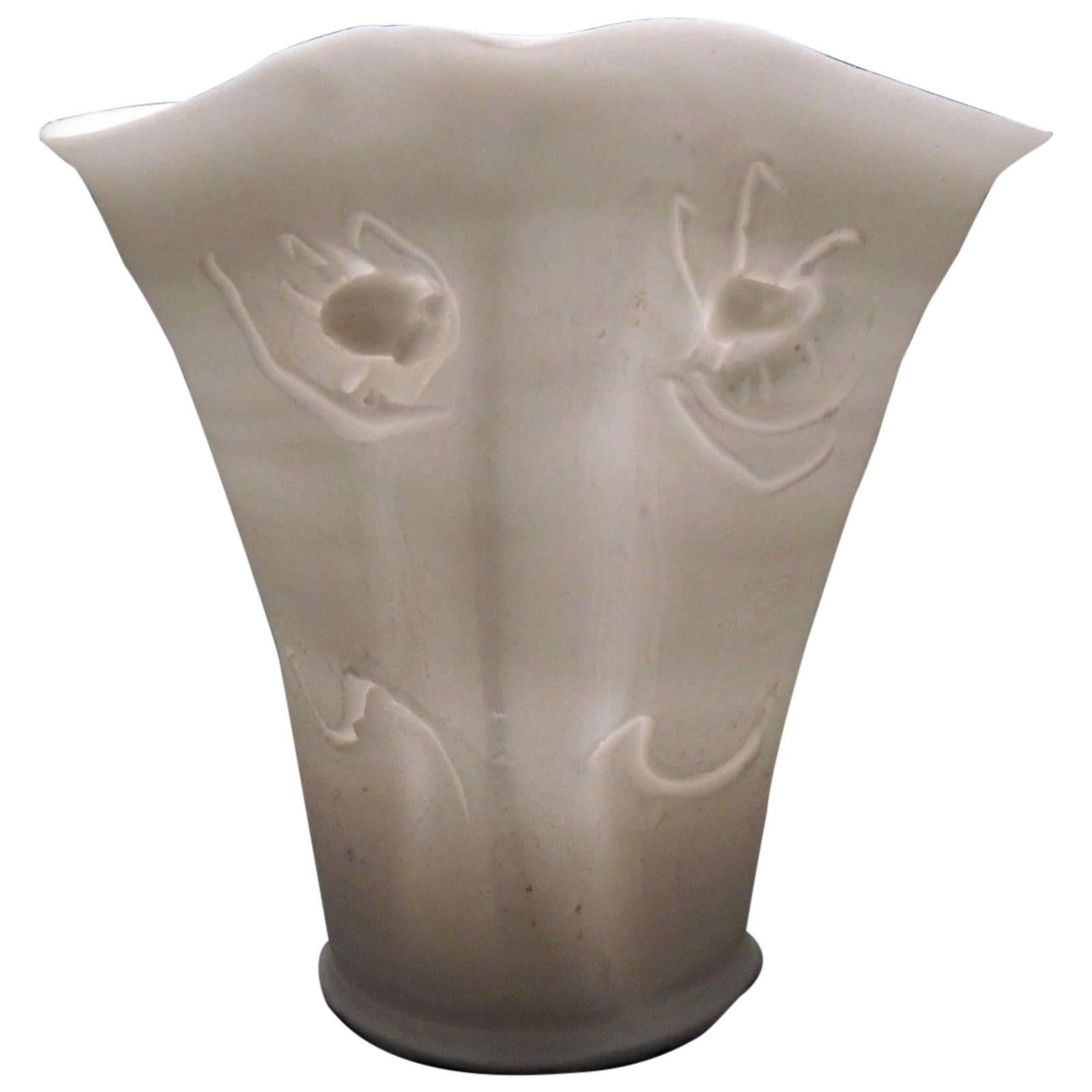 Signed Light Gatherer Porcelain Vase with a Face by Rudolf "Rudy" Staffel