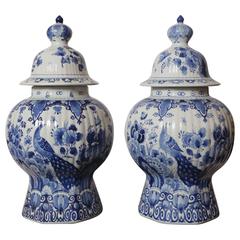 19th Century Dutch Delft Pair of Vases