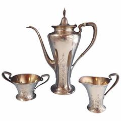 Antique Persian by Tiffany & Co. Sterling Silver Demitasse Tea Set 3-Pieces Hollowware