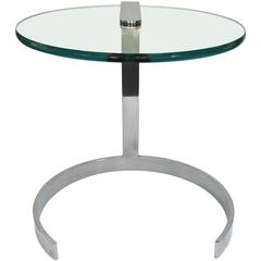 Sleek 1970s Pace Collection Chrome and Glass End Table