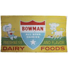 Large 1950s American Dairy Foods Sign