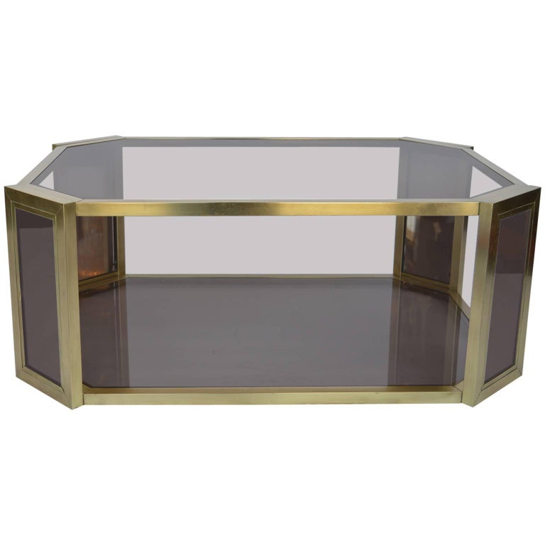 Brass Mirrored Coffee Table at 1stdibs