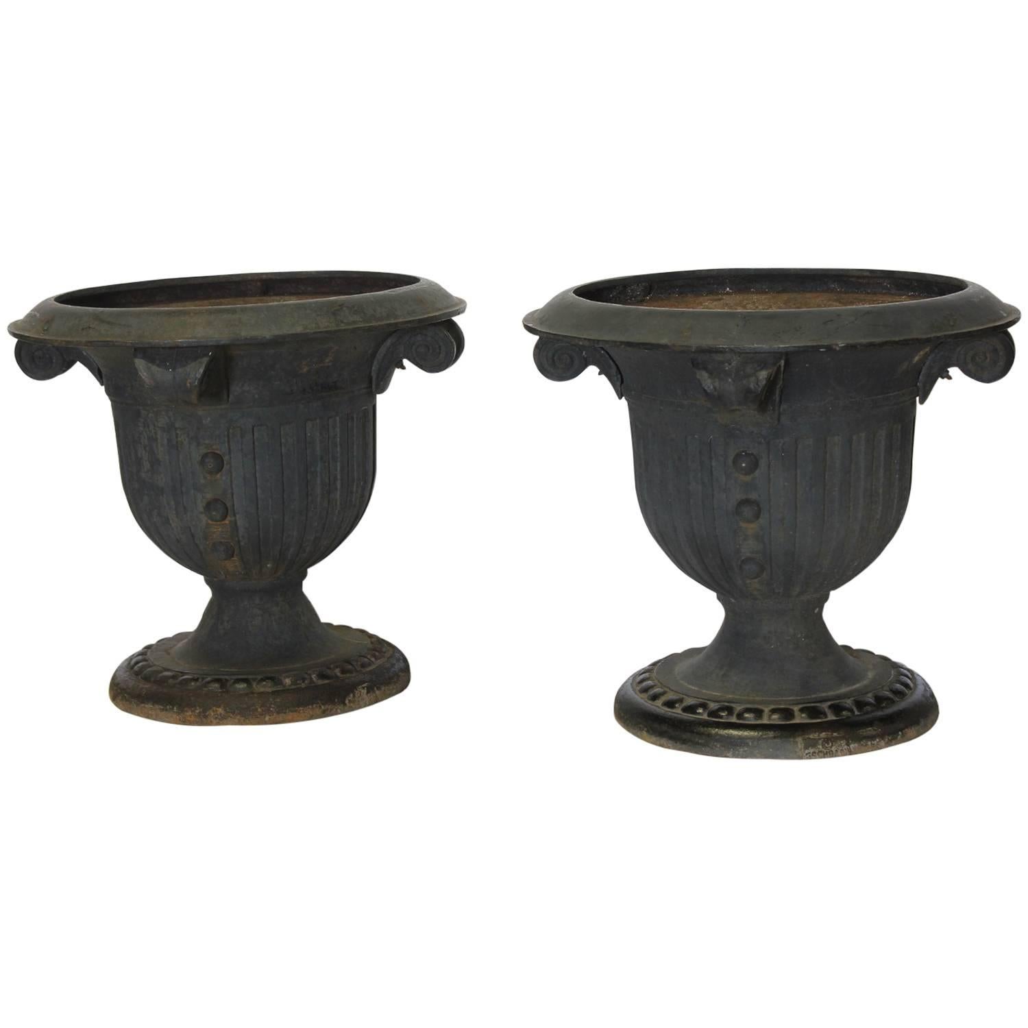 Spectacular Pair of Cast Iron Urns by Eschbach