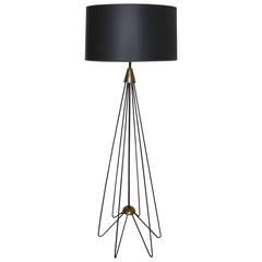 Wrought Iron Floor Lamp with Hairpin Legs in the Manner of Tommi Parzinger 4
