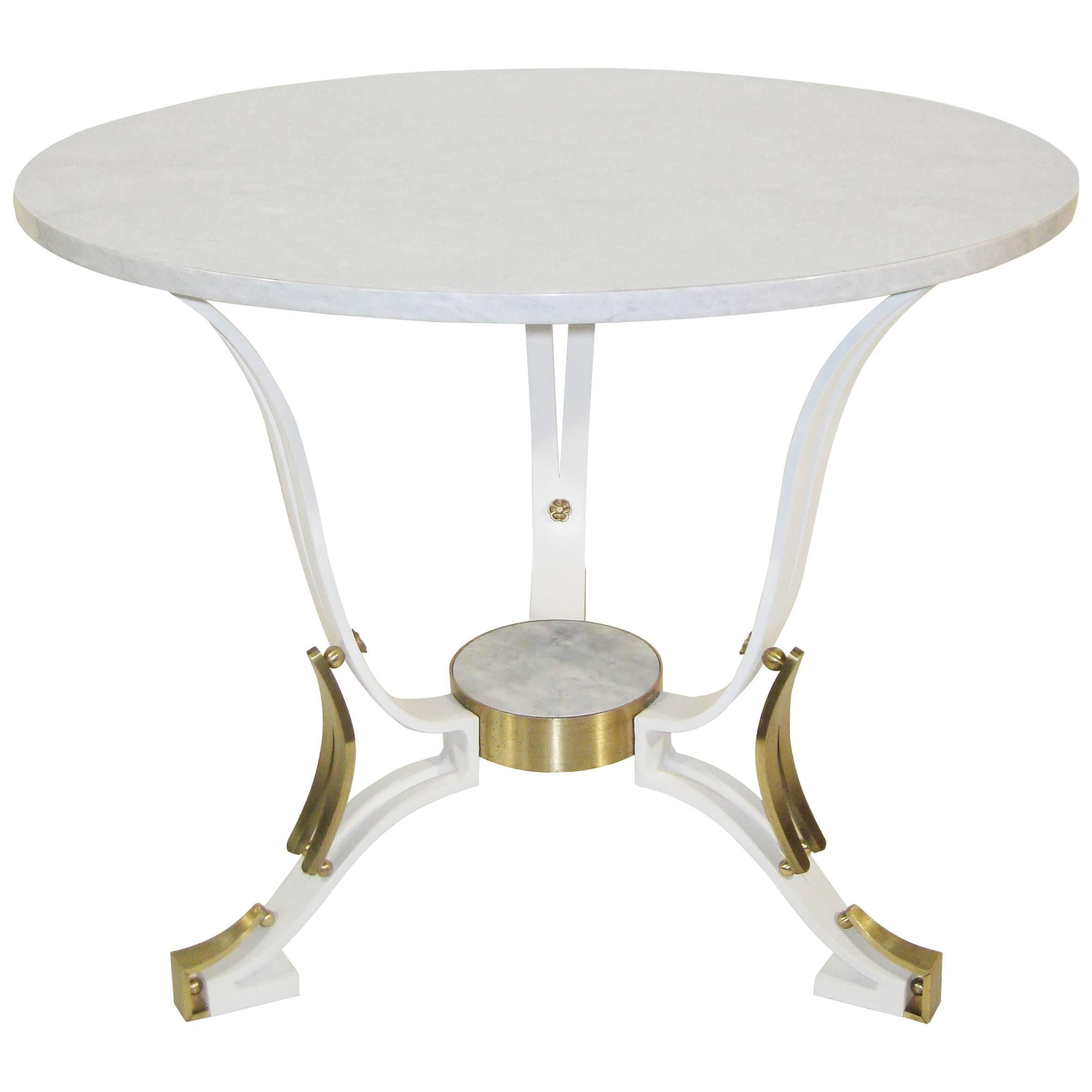 Wrought Iron Table with Bronze and Marble by Roberto and Mito Block, circa1940