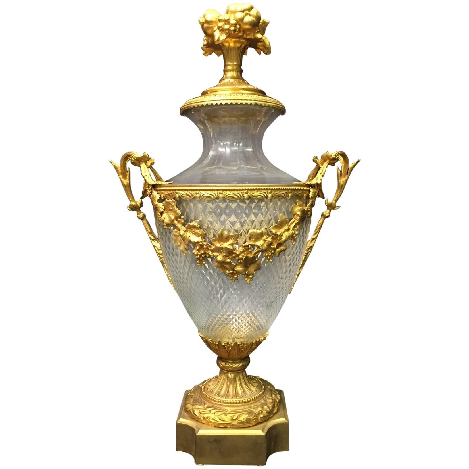  French Ormolu-Mounted Cut Crystal Covered Urn