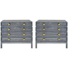 Pair of Stacked Bedside Tables in Grey Ceruse