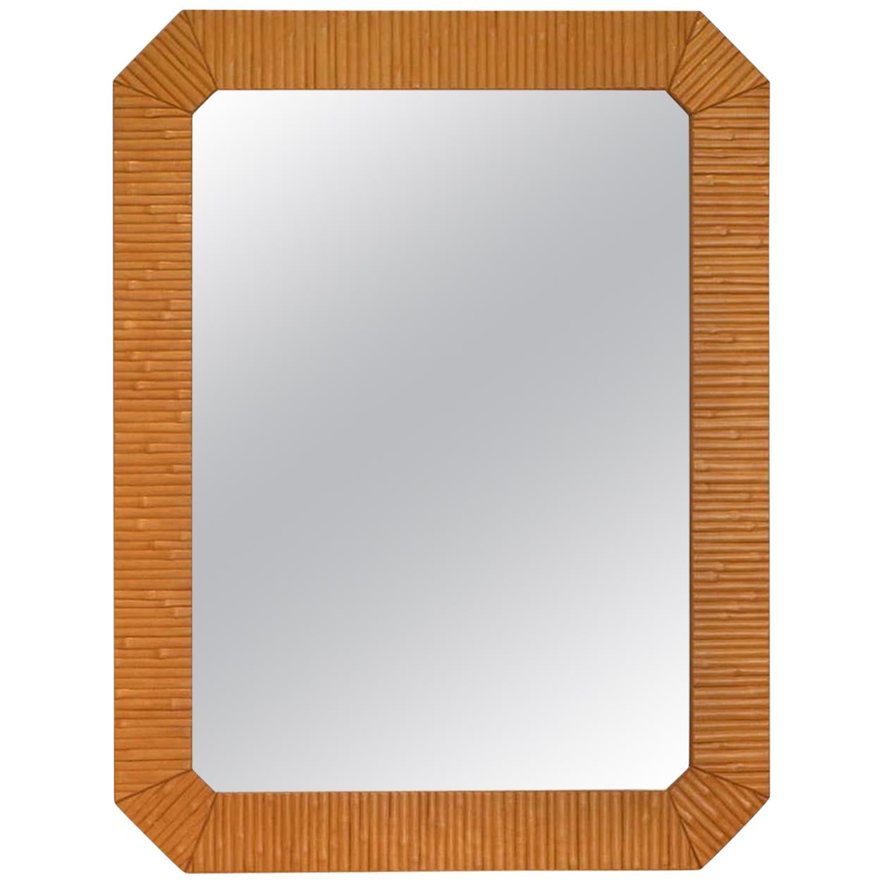 Postmodern Faux Bamboo Wall Mirror For Sale